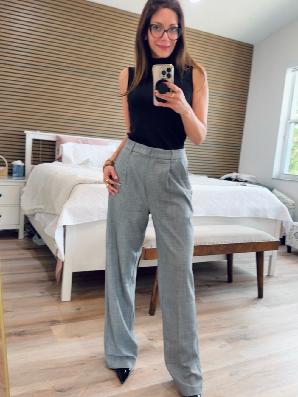 Old Navy Gray Wide-Leg Dress Pants